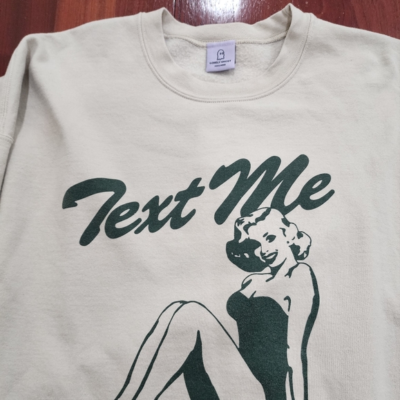 Lonely Ghost Text Me When You Get Lonely Crew Crewneck Sweatshirt | Cream | XXXL - Picture 8 of 9